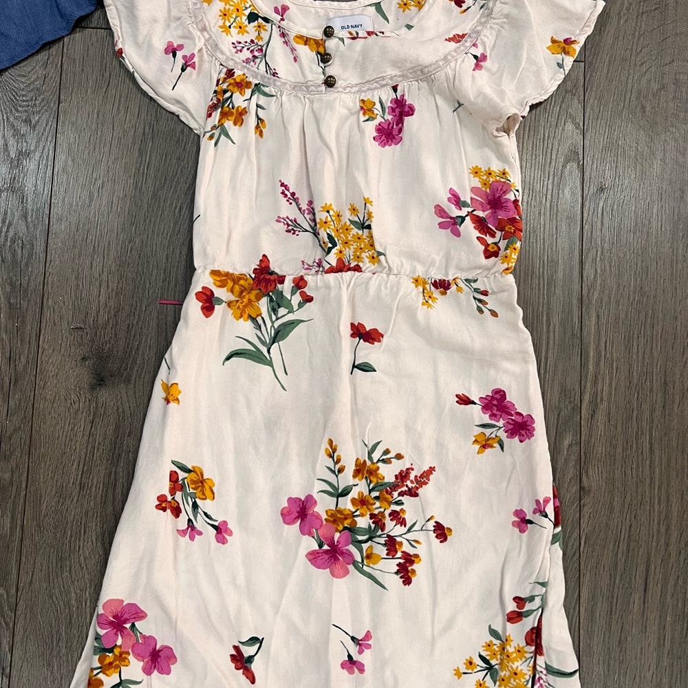 Old Navy Kids Dress with Floral Print in Cream, Pink, and Yellow